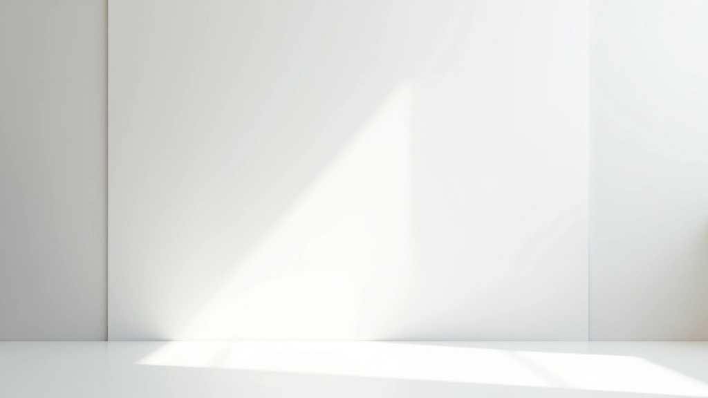 Design épuré avec beaucoup d'espace blanc, typographie grande et lisible sur fond clair