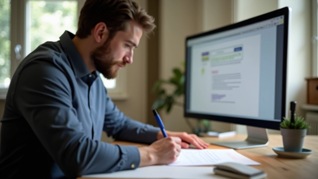 Rédacteur travaillant sur le texte d'une page d'atterrissage avec notes et révisions visibles